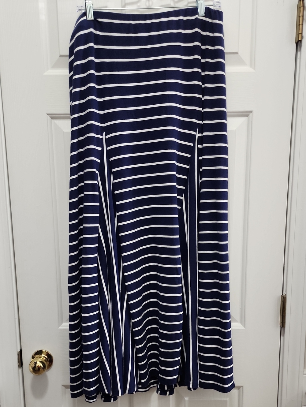 Y2K Lauren Ralph Lauren Navy and White Striped Maxi Skirt